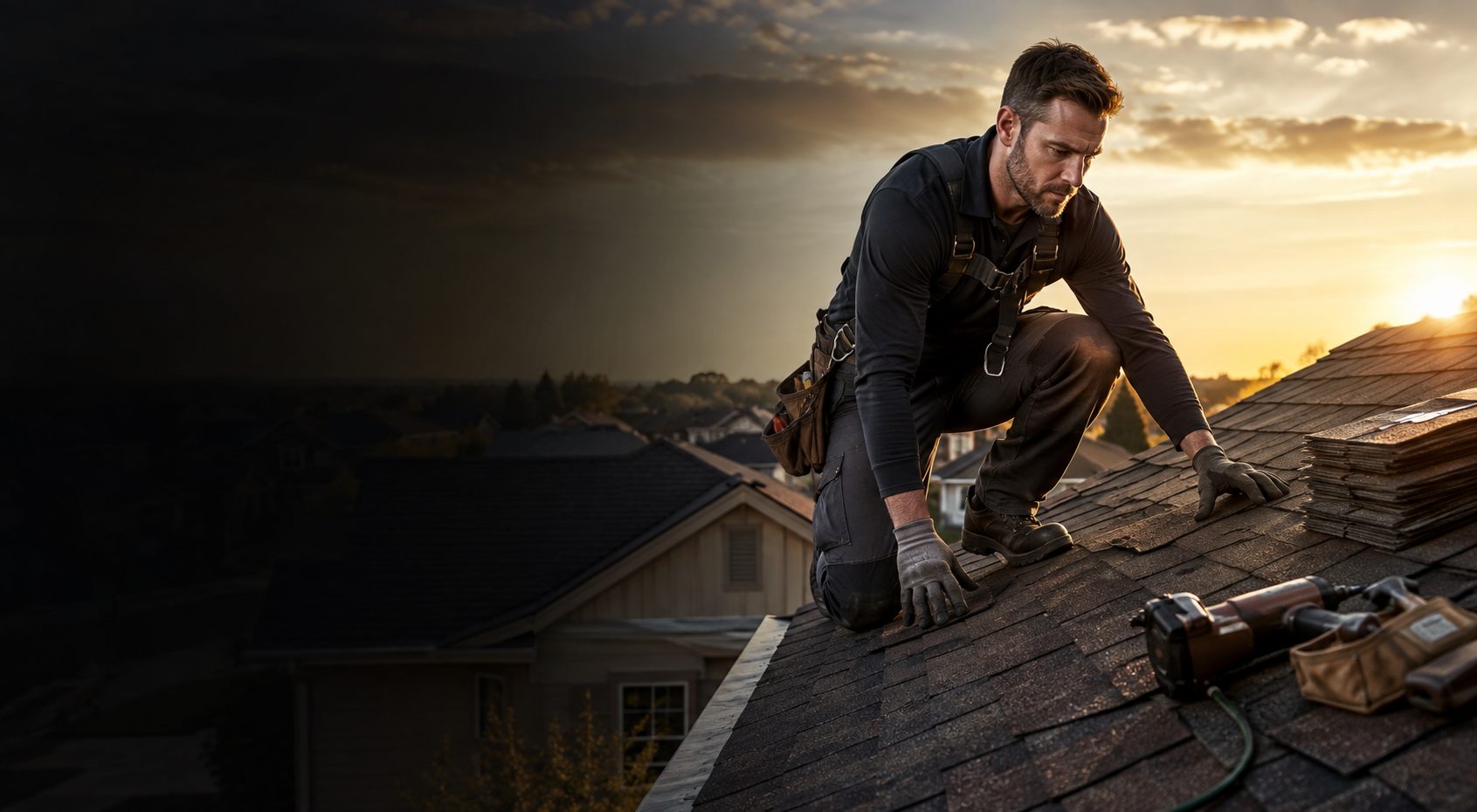 Roofing service business website imagery